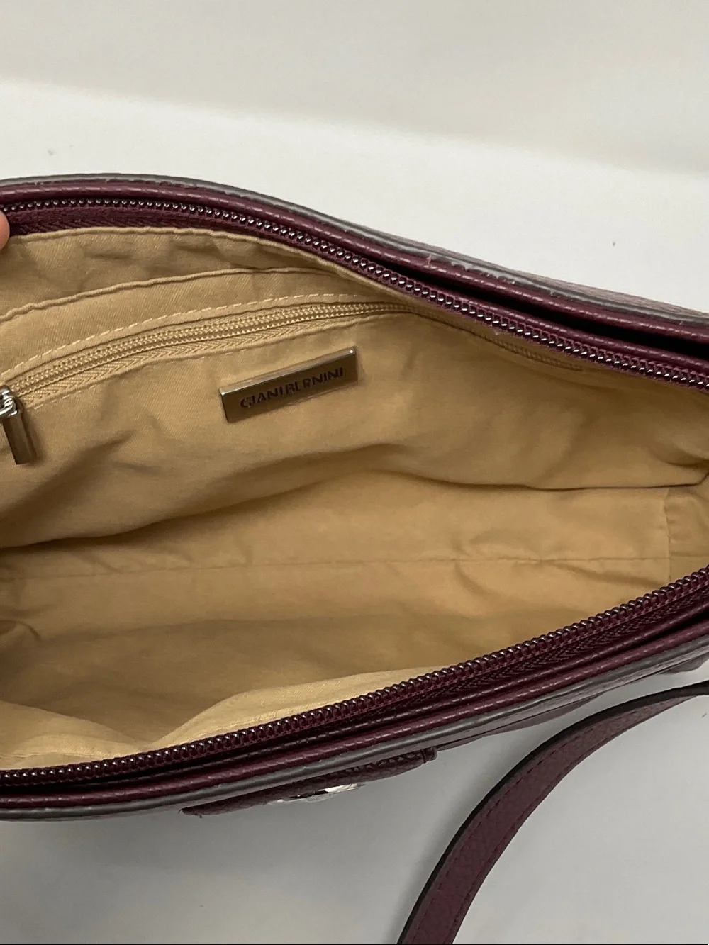 Giani Bernini Quilted Pebble Leather Crossbody - Burgundy